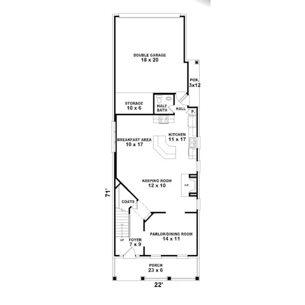 Traditional House Plan First Floor - Flavia Narrow Lot Home 087D-1208 - Search House Plans and More