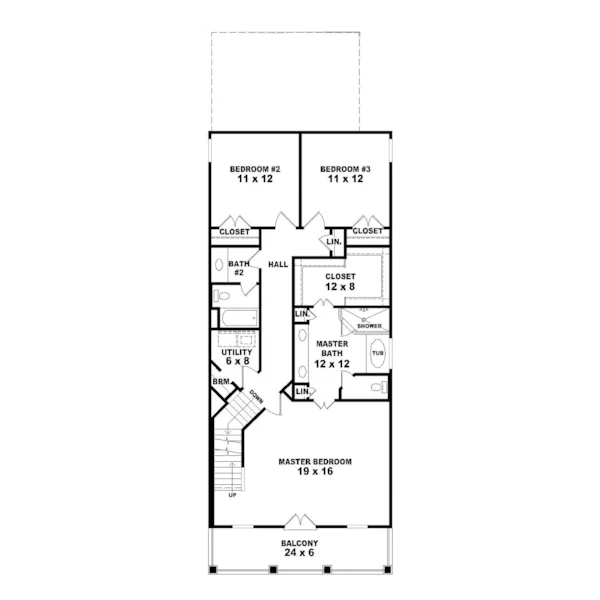 Traditional House Plan Second Floor - Flavia Narrow Lot Home 087D-1208 - Search House Plans and More