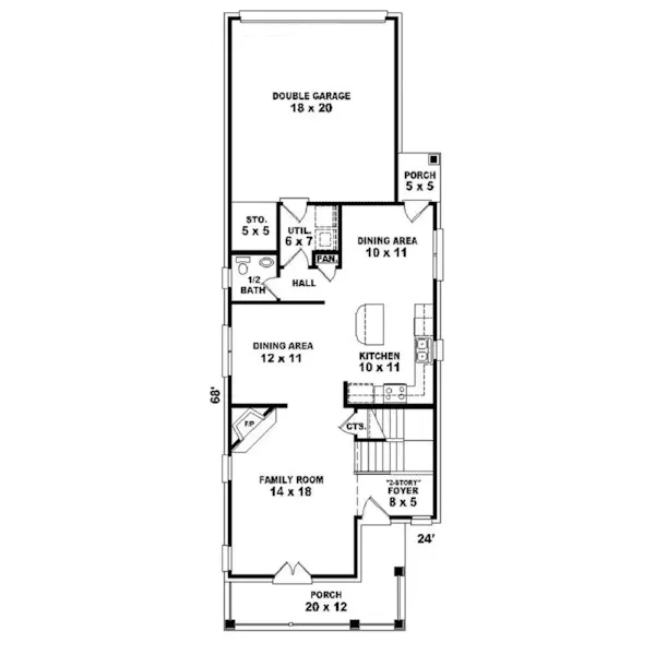 Country House Plan First Floor - Karenway Colonial Style Home 087D-1209 - Search House Plans and More