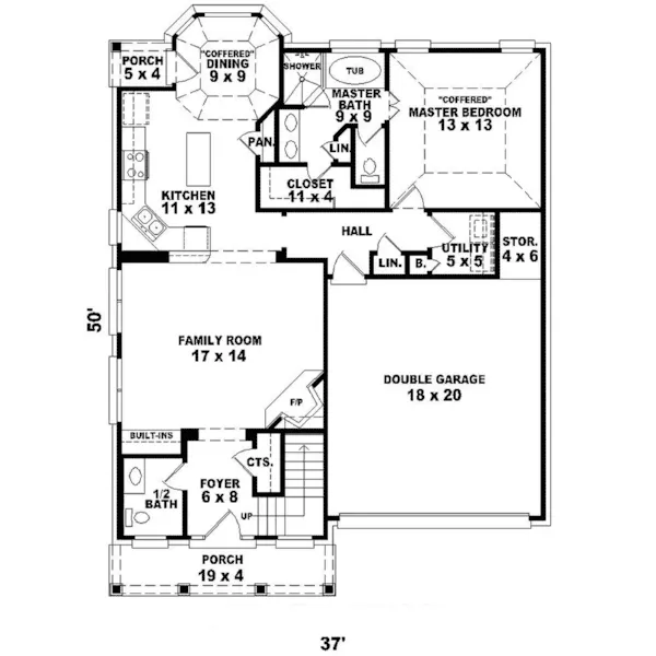 Traditional House Plan First Floor - Morrigan Lane Traditional Home 087D-1217 - Shop House Plans and More