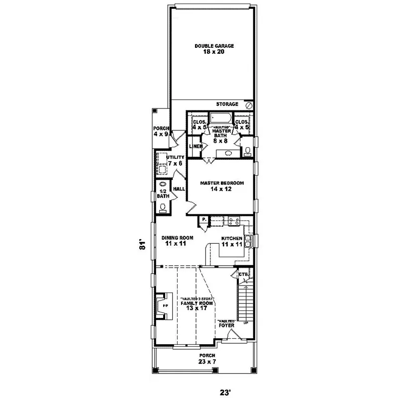 Country House Plan First Floor - Elana Narrow Lot Home 087D-1218 - Search House Plans and More