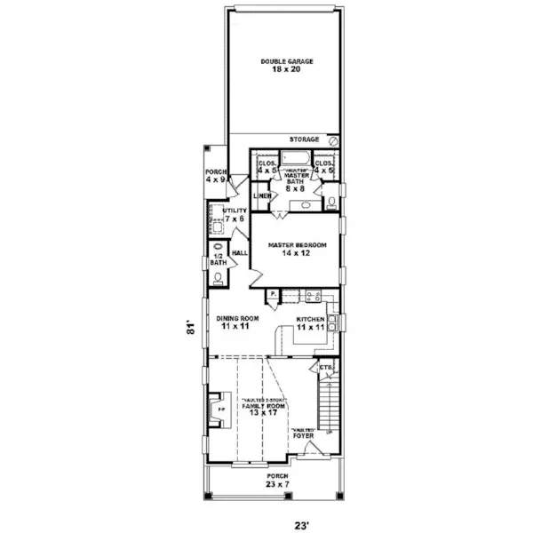 Country House Plan First Floor - Elana Narrow Lot Home 087D-1218 - Search House Plans and More