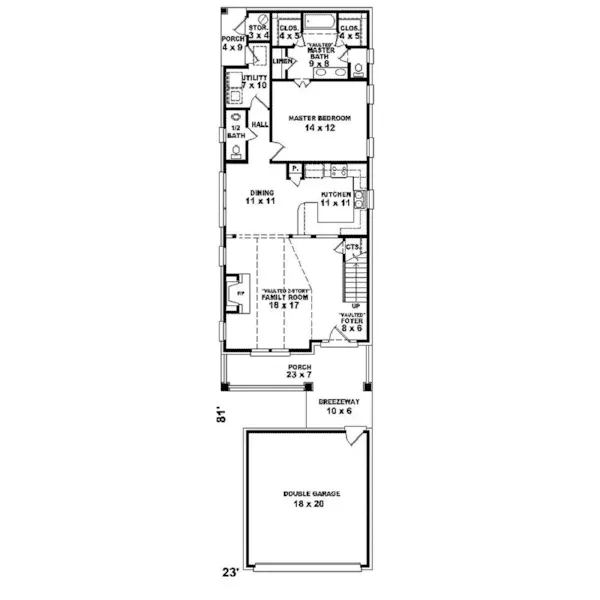 Shingle House Plan First Floor - Hartmann Hollow Narrow Lot Home 087D-1219 - Search House Plans and More