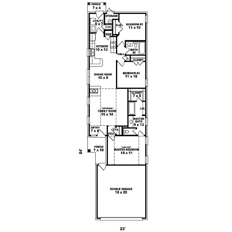 Traditional House Plan First Floor - Galway Point Narrow Lot Home 087D-1223 - Search House Plans and More
