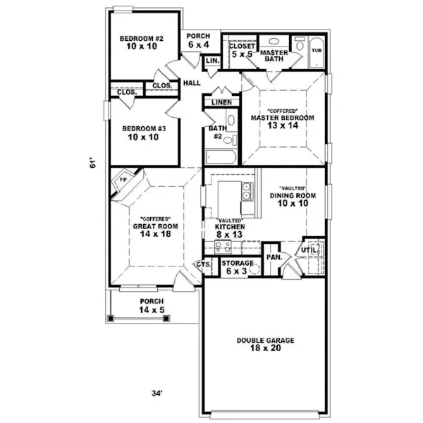 Ranch House Plan First Floor - Duclair Traditional Ranch Home 087D-1226 - Search House Plans and More