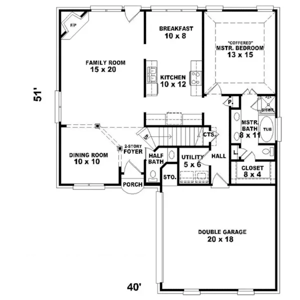 Country House Plan First Floor - Colchester Narrow Lot Home 087D-1227 - Search House Plans and More