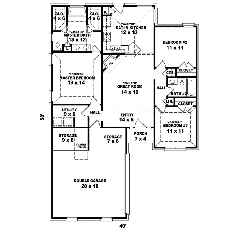 Southern House Plan First Floor - Hanley Narrow Lot Home 087D-1234 - Search House Plans and More
