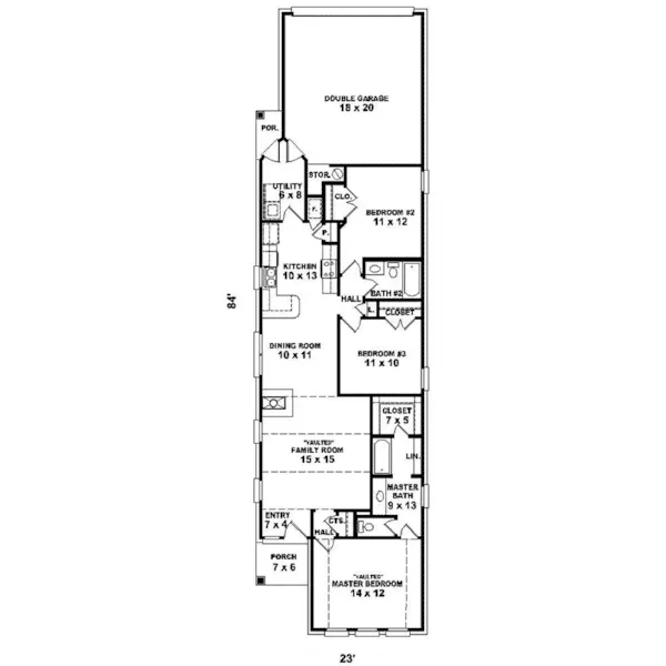 Southern House Plan First Floor - Rossini Narrow Lot Home 087D-1237 - Shop House Plans and More