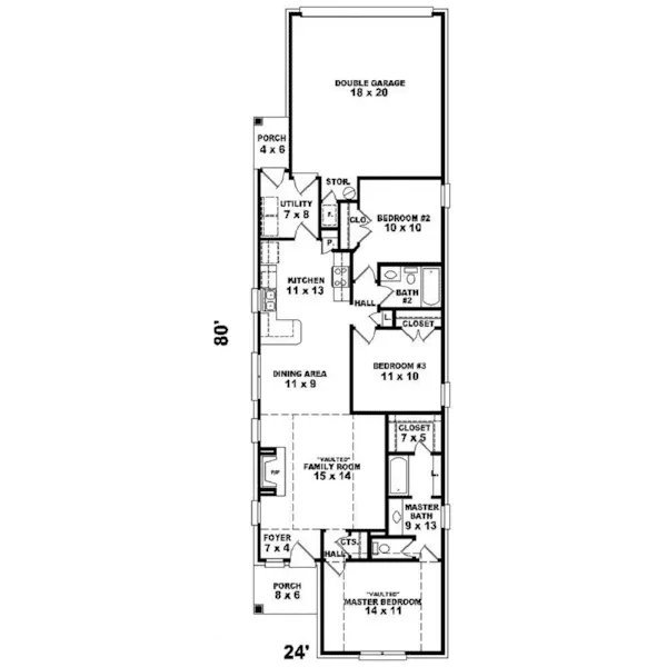 Country House Plan First Floor - Turtle Cove Narrow Lot Home 087D-1238 - Shop House Plans and More