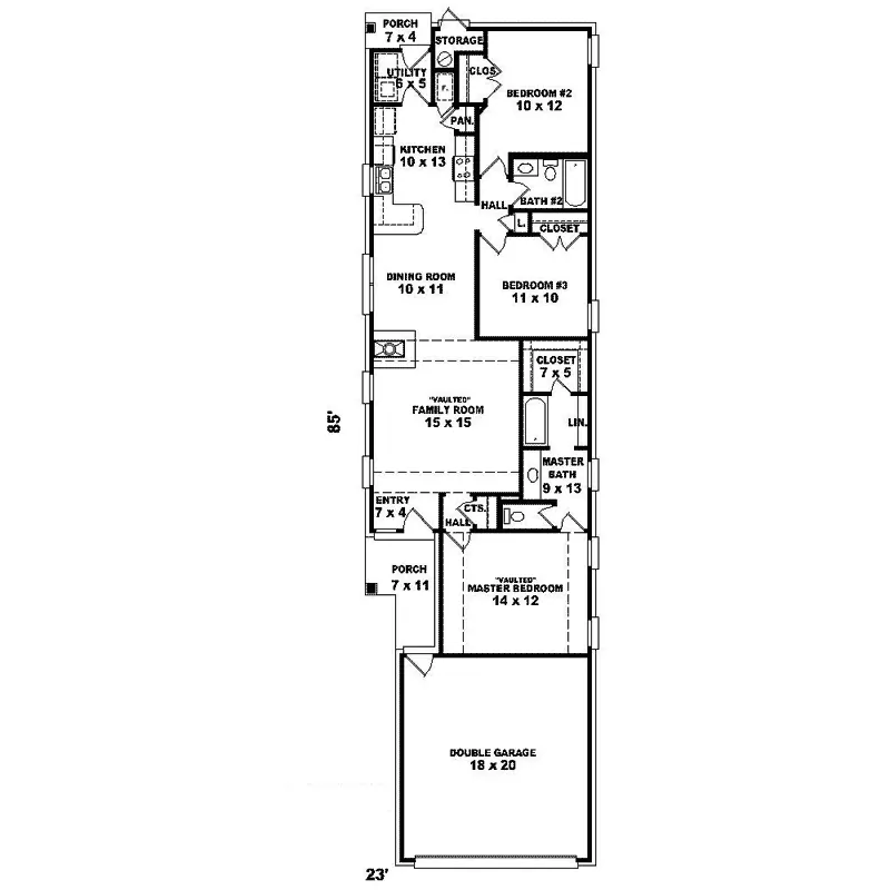 Traditional House Plan First Floor - Hartford Hill Narrow Lot Home 087D-1239 - Search House Plans and More