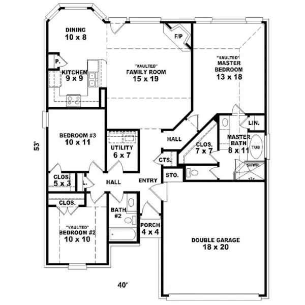 Country House Plan First Floor - Priscilla Ranch Home 087D-1241 - Shop House Plans and More