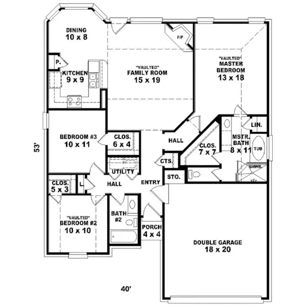 Ranch House Plan First Floor - Hawkins Spring Traditional Home 087D-1242 - Search House Plans and More