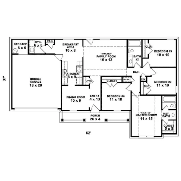 Traditional House Plan First Floor - Turley Ranch Home 087D-1250 - Shop House Plans and More