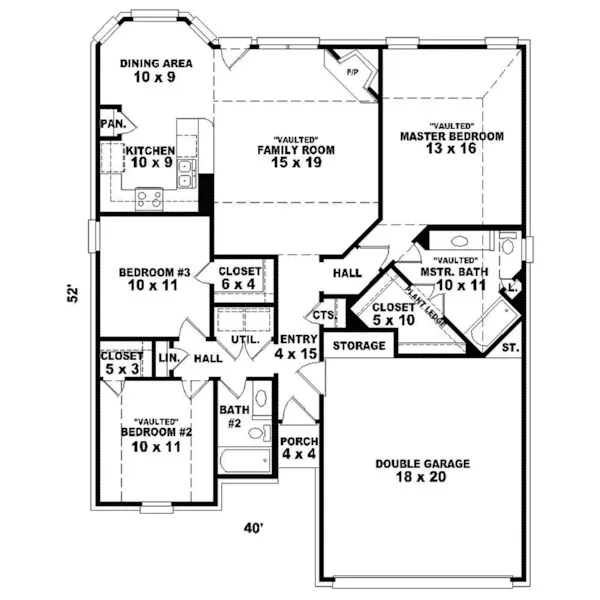 Ranch House Plan First Floor - Halford Spring Ranch Home 087D-1251 - Search House Plans and More