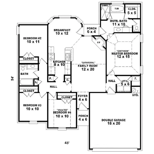 Traditional House Plan First Floor - Hallmark Valley Ranch Home 087D-1252 - Search House Plans and More