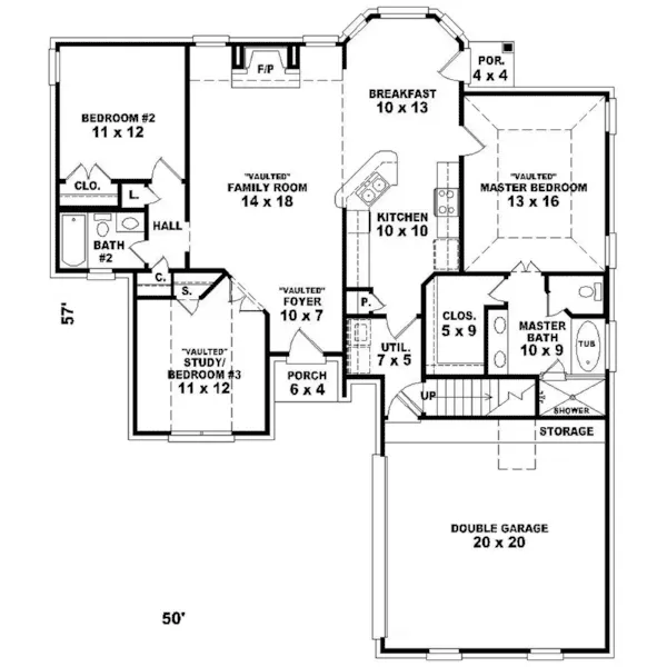 Traditional House Plan First Floor - Villacrest Traditional Home 087D-1254 - Shop House Plans and More