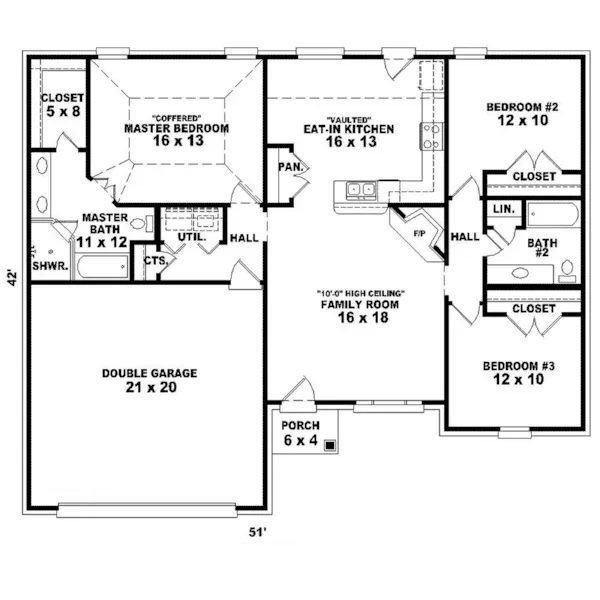 Country House Plan First Floor - Lindell Ranch Home 087D-1255 - Shop House Plans and More