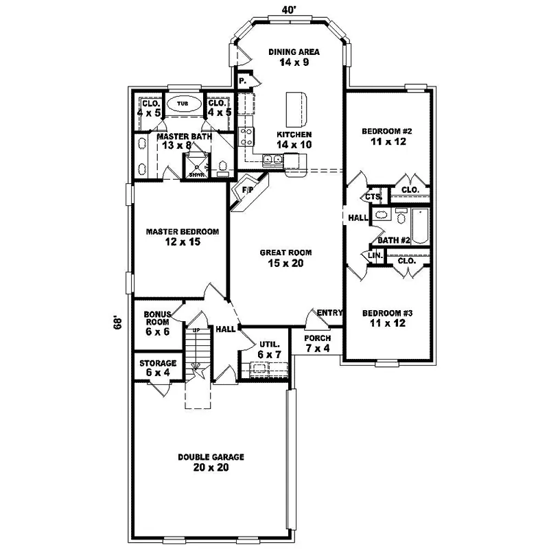 Ranch House Plan First Floor - Haven Wood Narrow Lot Home 087D-1266 - Search House Plans and More