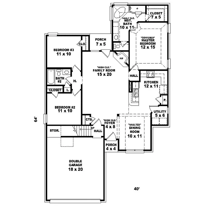 Southern House Plan First Floor - Harvester Traditional Home 087D-1270 - Search House Plans and More