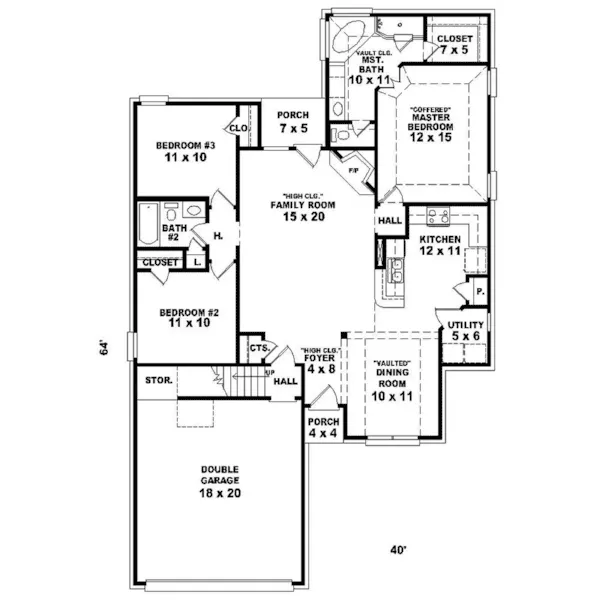 Country House Plan First Floor - Harvester Traditional Home 087D-1270 - Search House Plans and More