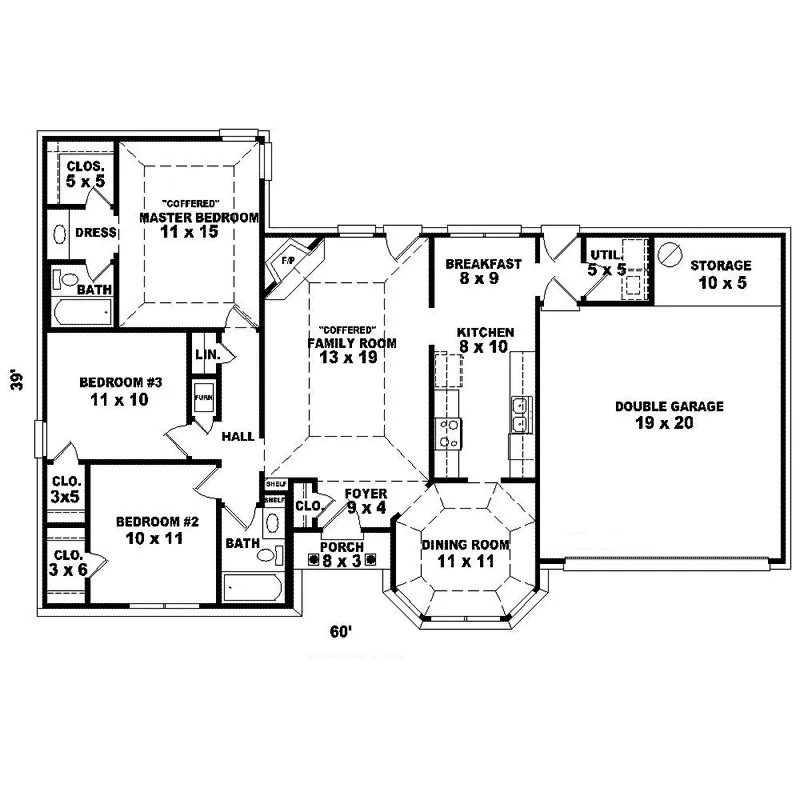 Ranch House Plan First Floor - Carney Point Country Home 087D-1271 - Search House Plans and More