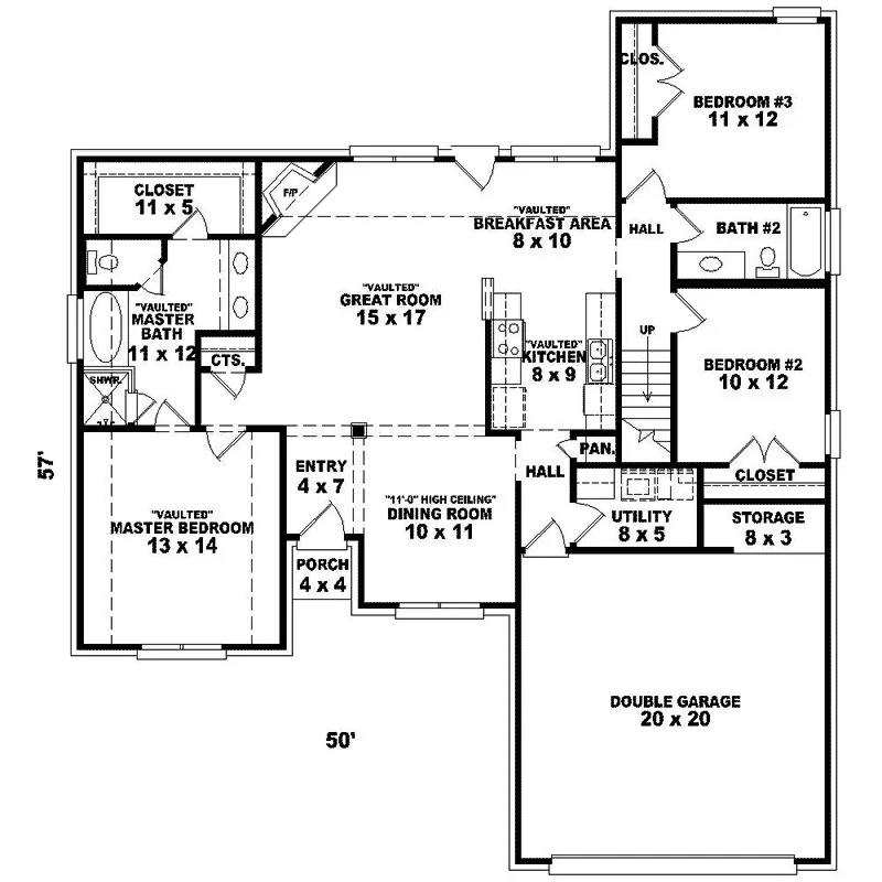 Traditional House Plan First Floor - Dlant Traditional Home 087D-1278 - Search House Plans and More