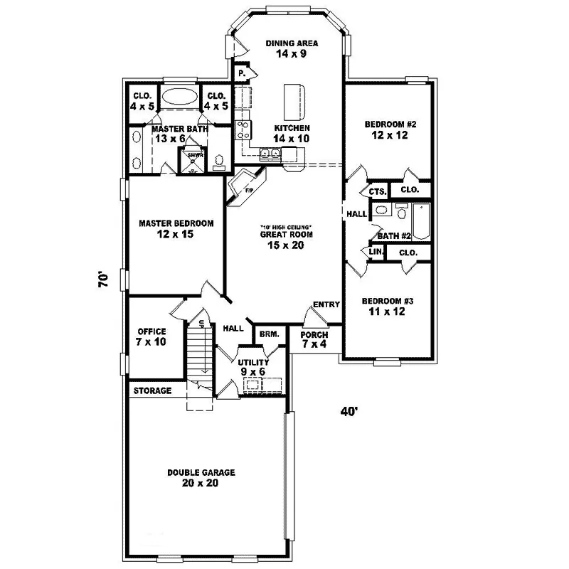Country House Plan First Floor - Clementon Ranch Home 087D-1284 - Search House Plans and More