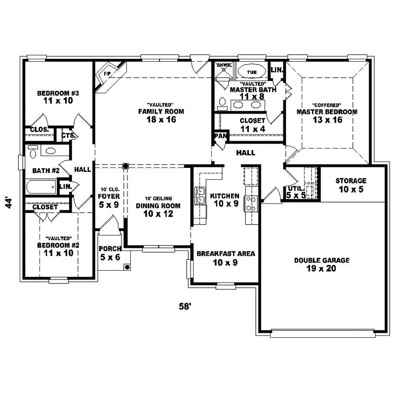 Ranch House Plan First Floor - Engler Park Ranch Home 087D-1285 - Search House Plans and More