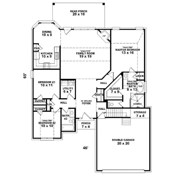 Traditional House Plan First Floor - Eagleshire Traditional Home 087D-1292 - Search House Plans and More