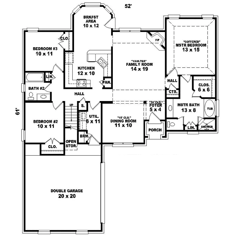 English Cottage House Plan First Floor - Kirken Knoll Ranch Home 087D-1303 - Search House Plans and More