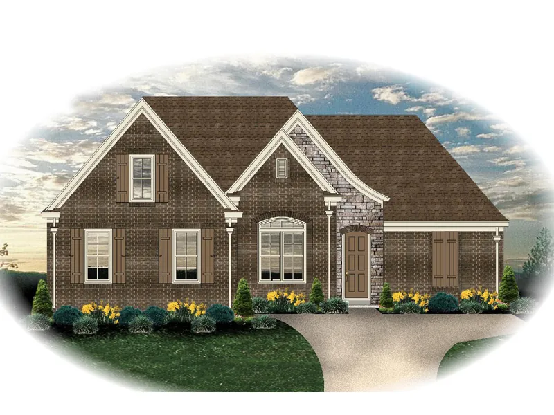 English Cottage House Plan Front of Home - Kirken Knoll Ranch Home 087D-1303 - Search House Plans and More