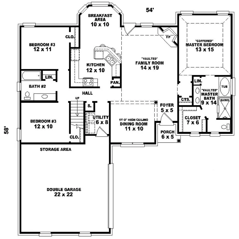 Traditional House Plan First Floor - Kildare Traditional Home 087D-1304 - Search House Plans and More