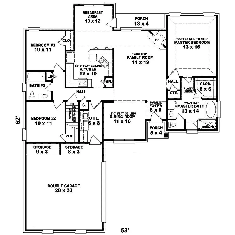 Colonial House Plan First Floor - Walter Place Southern Home 087D-1307 - Shop House Plans and More
