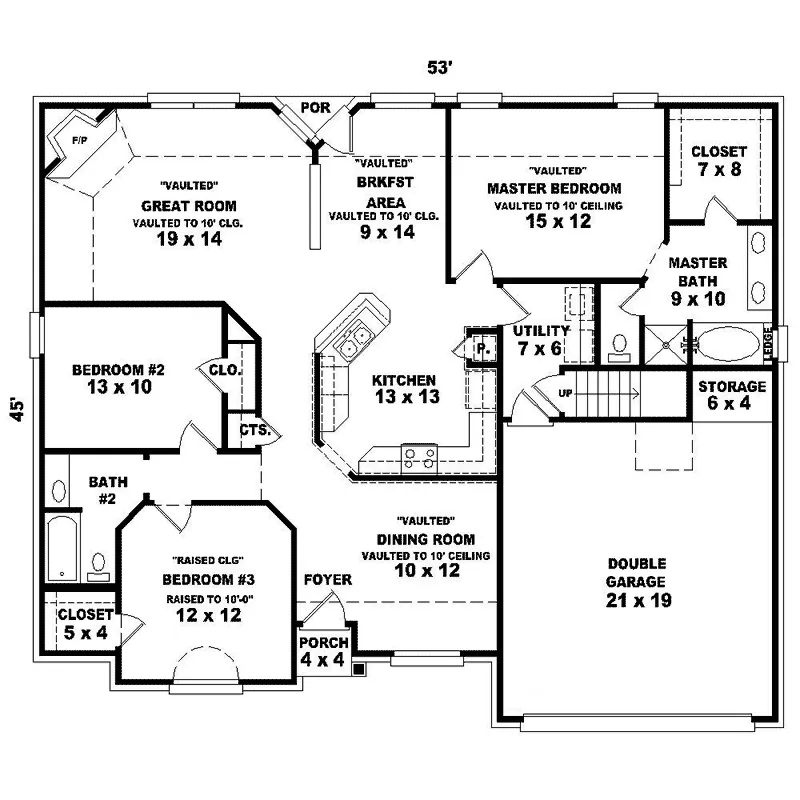 Southern House Plan First Floor - Labrusca Park Ranch Home 087D-1312 - Shop House Plans and More