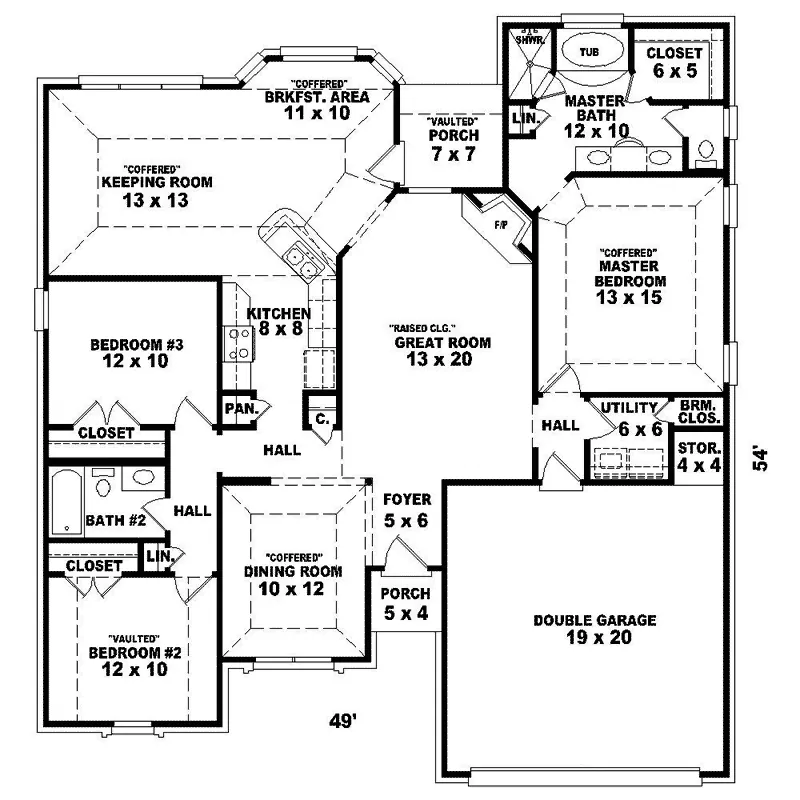 Ranch House Plan First Floor - Angelo Country Ranch Home 087D-1315 - Search House Plans and More