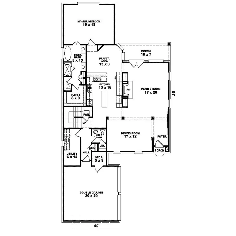 European House Plan First Floor - Bagnell Colonial Country Home 087D-1322 - Search House Plans and More
