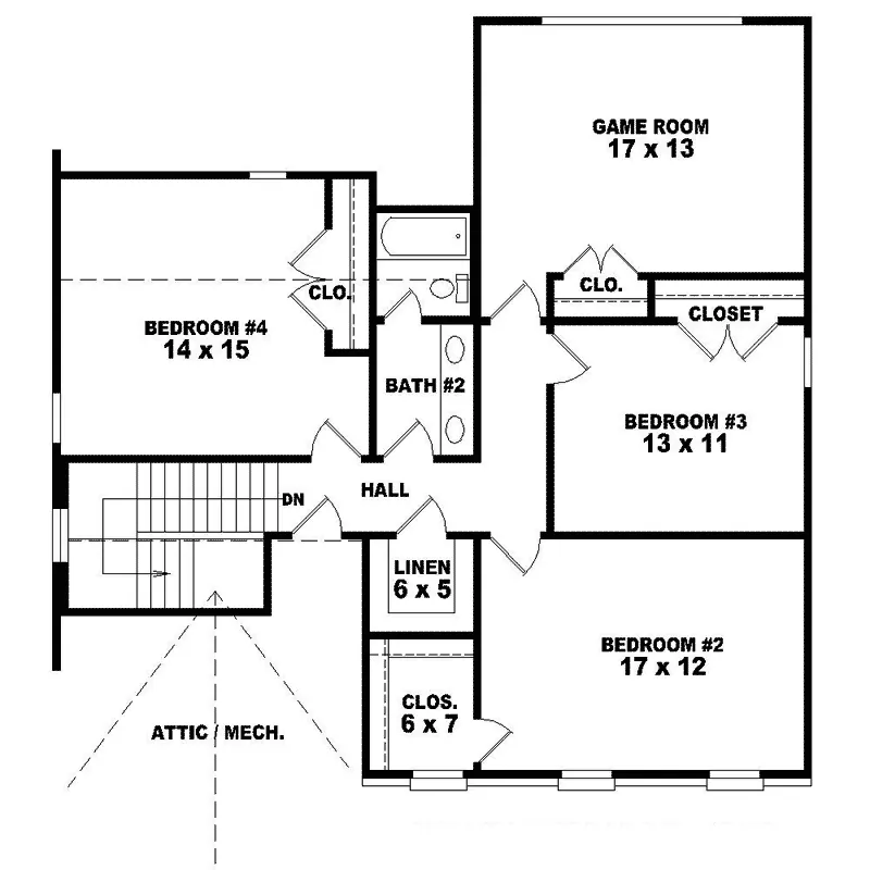European House Plan Second Floor - Bagnell Colonial Country Home 087D-1322 - Search House Plans and More
