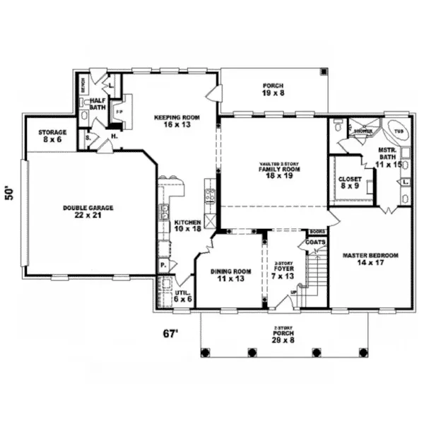 Country House Plan First Floor - Chermoore Georgian Home 087D-1326 - Search House Plans and More