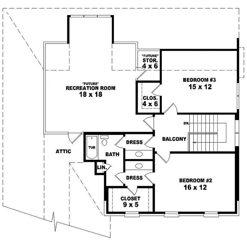 Colonial House Plan Second Floor - Meadowfield Southern Home 087D-1328 - Shop House Plans and More