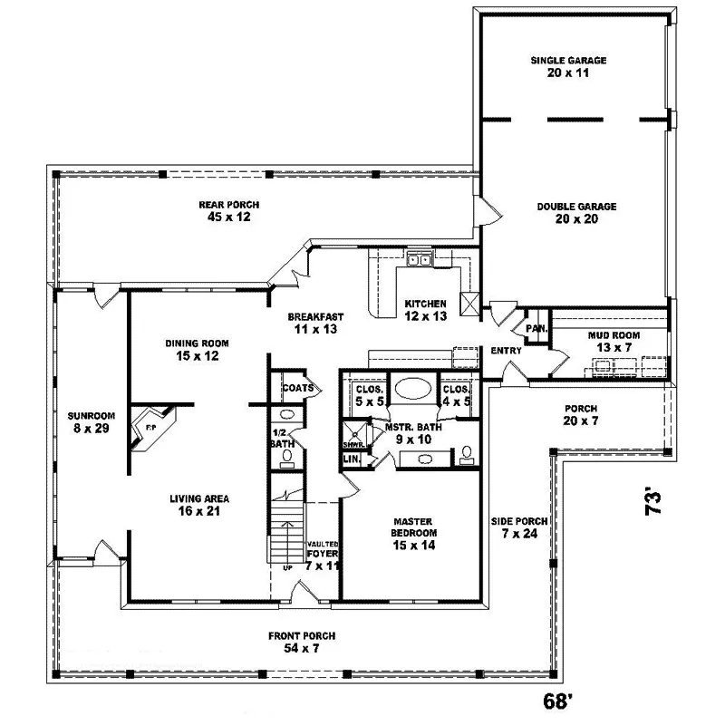 Lake House Plan First Floor - Christopher Country Home 087D-1330 - Search House Plans and More
