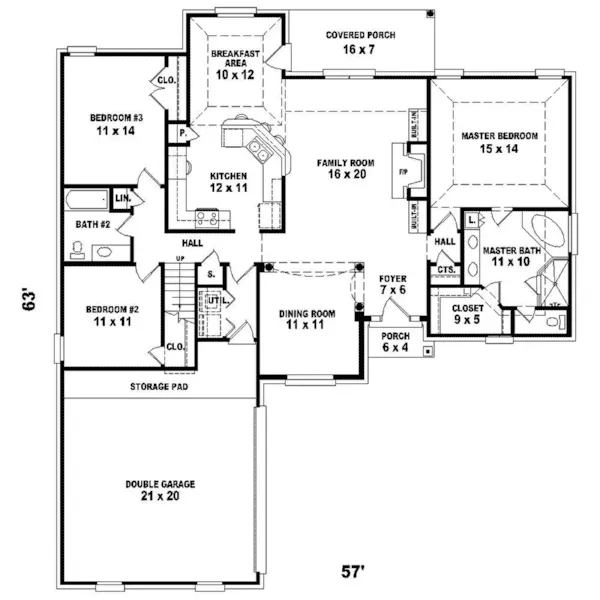 Colonial House Plan First Floor - Jackman Traditional Home 087D-1334 - Search House Plans and More