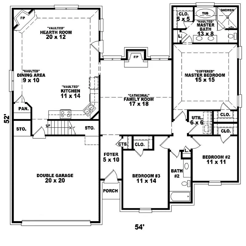 Southern House Plan First Floor - Lake Crest Traditional Home 087D-1337 - Shop House Plans and More