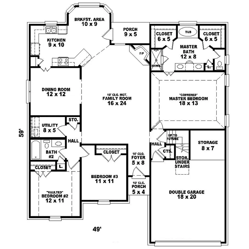 Southern House Plan First Floor - Reynosa Country Home 087D-1342 - Shop House Plans and More