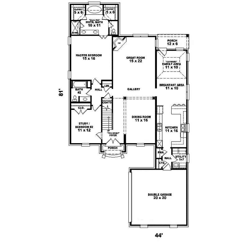 Southern Plantation House Plan First Floor - Greenloch Southern Home 087D-1345 - Search House Plans and More