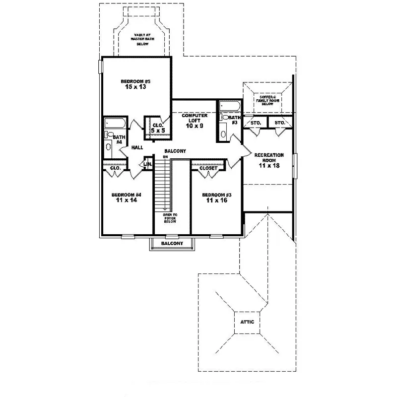 Traditional House Plan Second Floor - Greenloch Southern Home 087D-1345 - Search House Plans and More