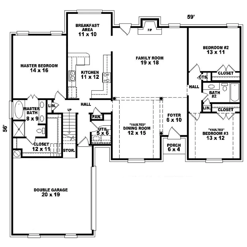 Traditional House Plan First Floor - Melissa Lake Ranch Home 087D-1356 - Shop House Plans and More
