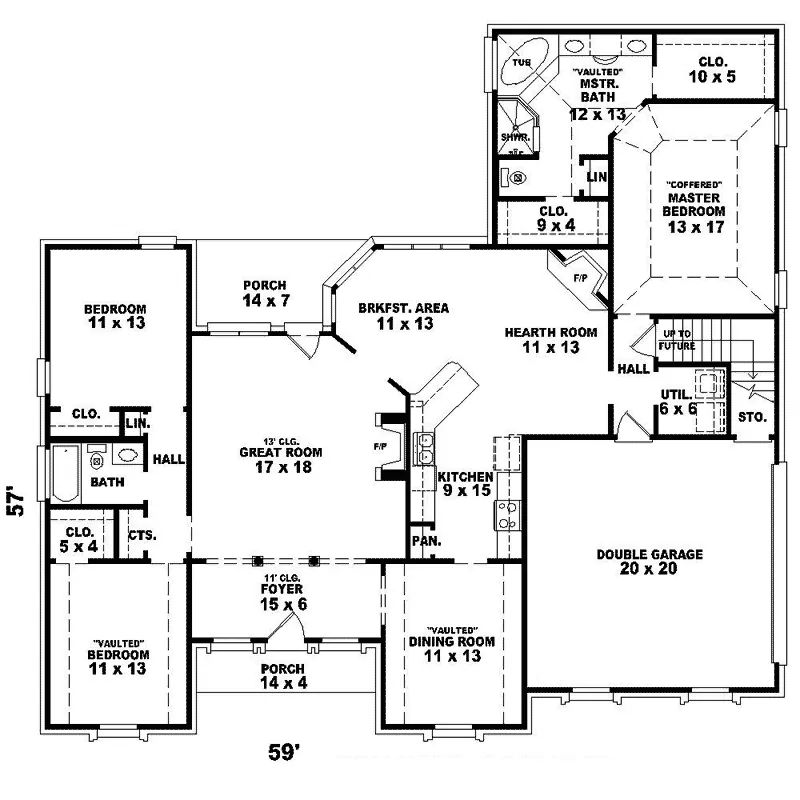Traditional House Plan First Floor - Saranac Traditional Home 087D-1358 - Shop House Plans and More