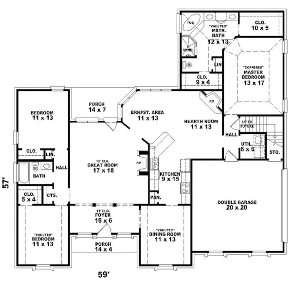 Country House Plan First Floor - Saranac Traditional Home 087D-1358 - Shop House Plans and More