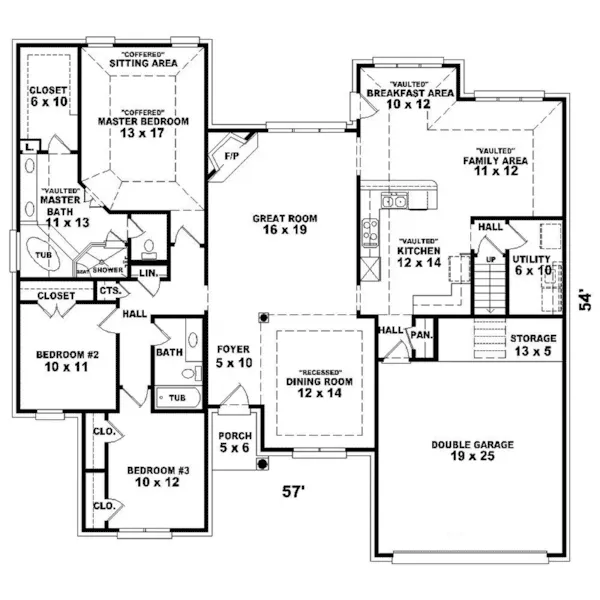 Southern House Plan First Floor - Sunnen Place Ranch Home 087D-1361 - Shop House Plans and More