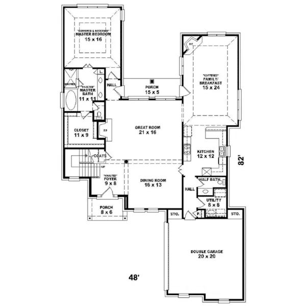 Country French House Plan First Floor - Esther Manor Luxury Home 087D-1370 - Search House Plans and More